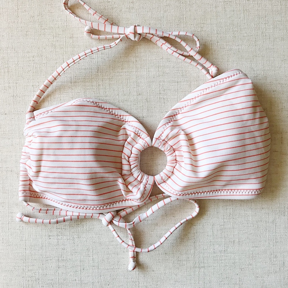 NWOT French Connection Swim Orange Striped Bandeau Bikini Bathing Suit Top